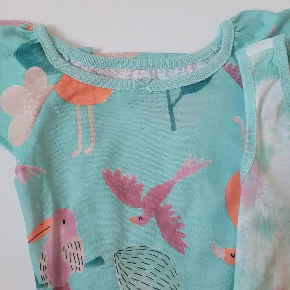 Carter's 2-Piece Bird and Tie Dye Theme Nightgown Pajama Set Size 4/4A NWT